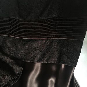 Mother of the Bride Brown Satin Dress with Lace